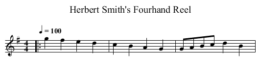 Herbert Smith's Fourhand Reel - staff notation