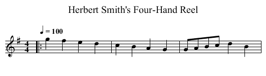 Herbert Smith's Four-Hand Reel - staff notation