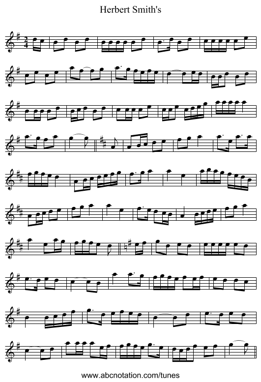 Herbert Smith's - staff notation