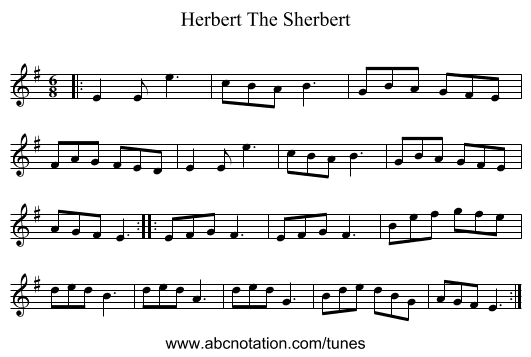 Herbert The Sherbert - staff notation