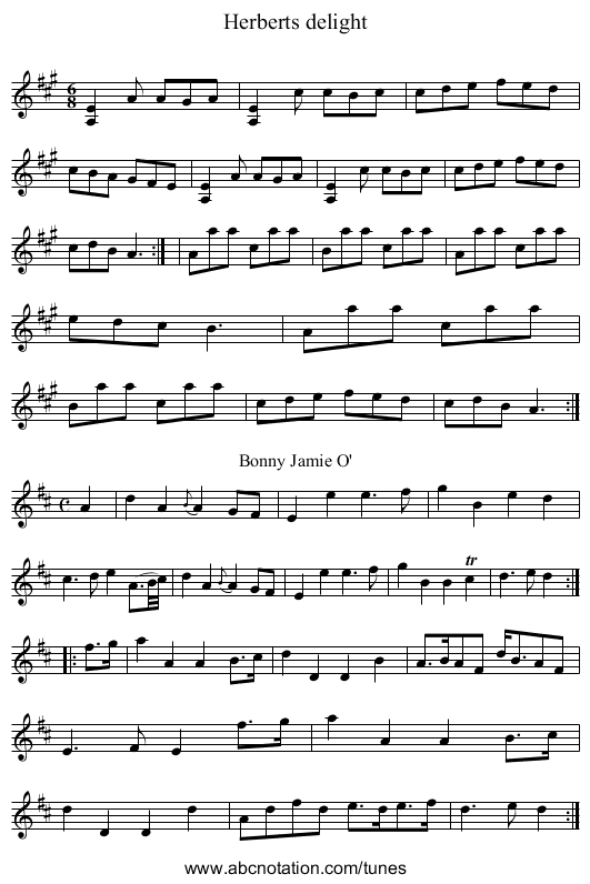 Herberts delight - staff notation