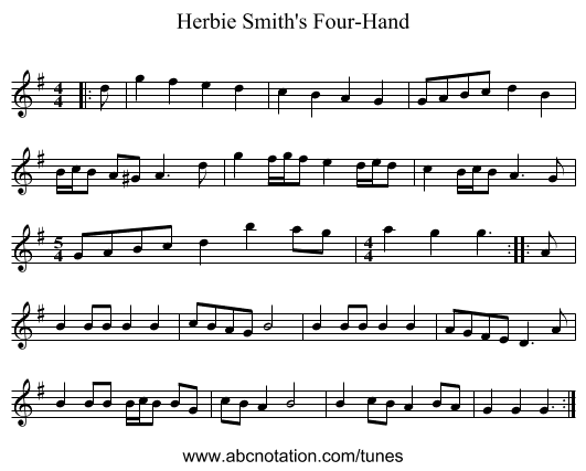 Herbie Smith's Four-Hand - staff notation