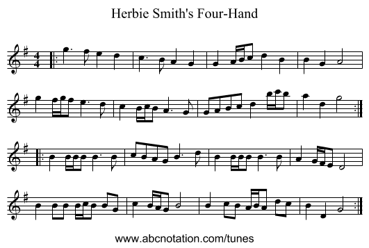 Herbie Smith's Four-Hand - staff notation