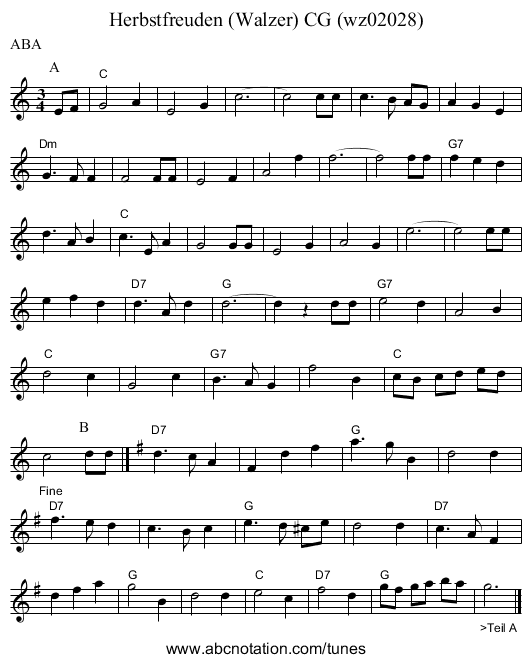 Herbstfreuden (Walzer) CG (wz02028) - staff notation