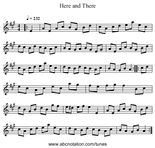 Here and There - staff notation