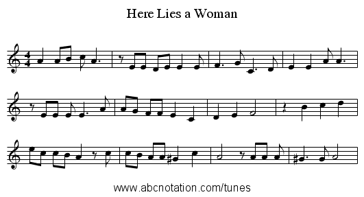 Here Lies a Woman - staff notation