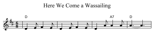 Here We Come a Wassailing - staff notation