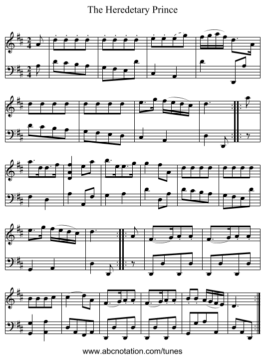 Heredetary Prince, The - staff notation