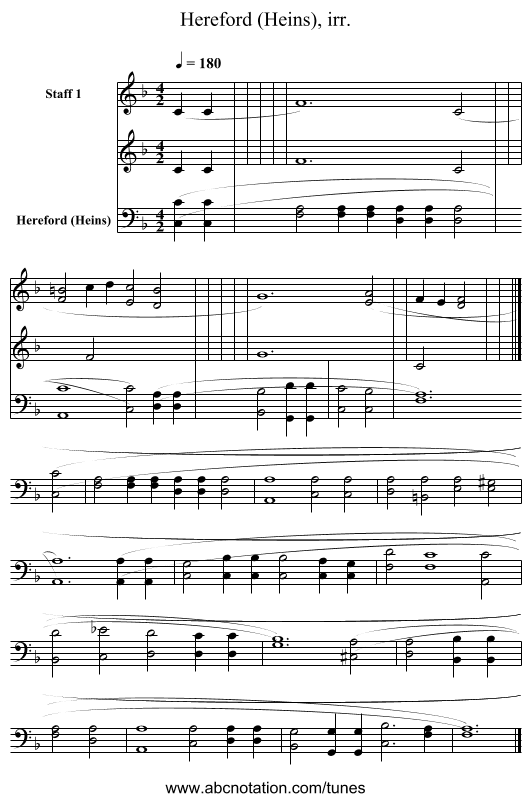 Hereford (Heins), irr. - staff notation
