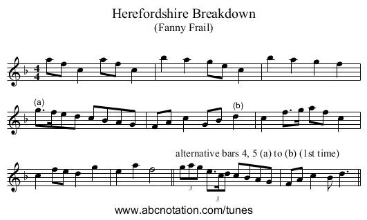 Herefordshire Breakdown - staff notation