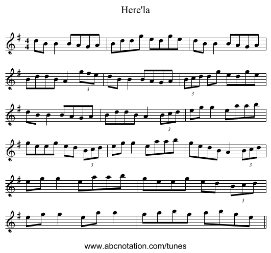 Here'la - staff notation