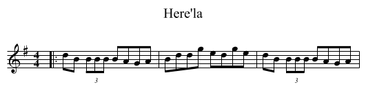 Here'la - staff notation