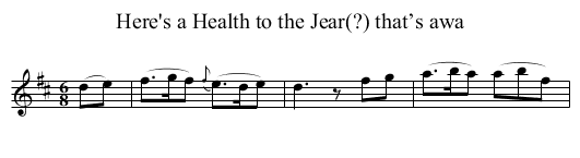 Here's a Health to the Jear(?) that’s awa - staff notation