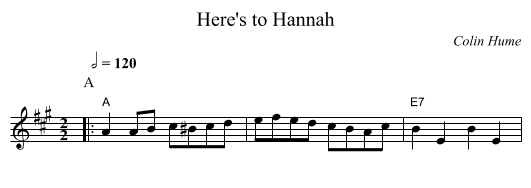 Here's to Hannah - staff notation