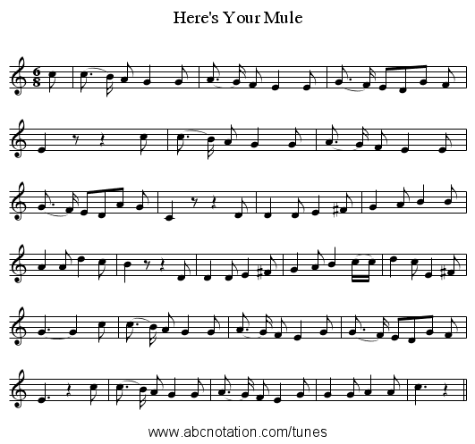 Here's Your Mule - staff notation