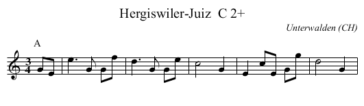 Hergiswiler-Juiz  C 2+ - staff notation