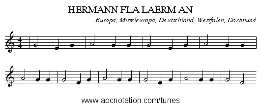 HERMANN FLA LAERM AN - staff notation