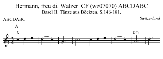 Hermann, freu di. Walzer  CF (wz07070) ABCDABC - staff notation