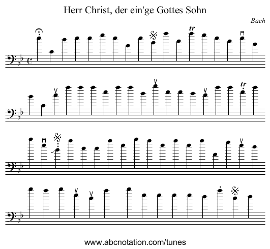 Herr Christ, der ein'ge Gottes Sohn - staff notation