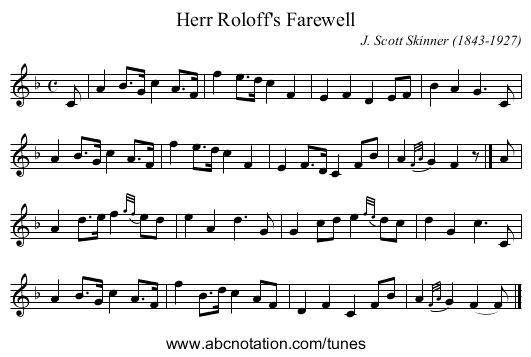Herr Roloff's Farewell - staff notation