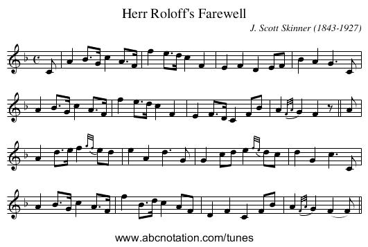 Herr Roloff's Farewell - staff notation