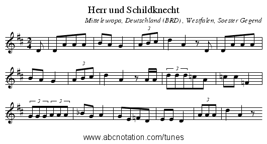 Herr und Schildknecht - staff notation