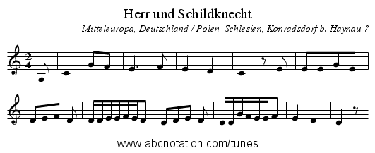 Herr und Schildknecht - staff notation