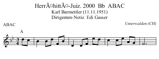 HerrÃ¤hittÃ¤-Juiz. 2000  Bb  ABAC - staff notation