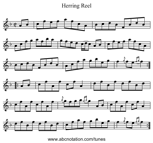 Herring Reel - staff notation