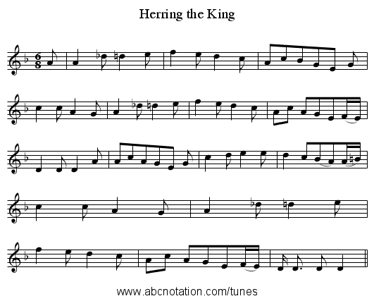 Herring the King - staff notation