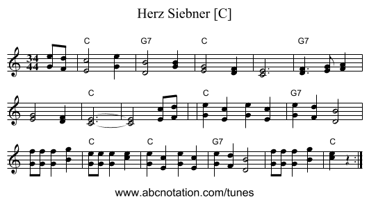 Herz Siebner [C] - staff notation