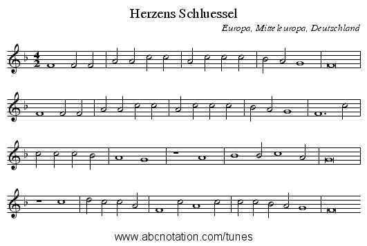 Herzens Schluessel - staff notation