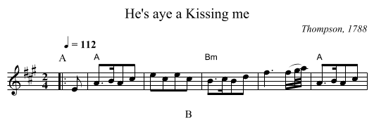 He's aye a Kissing me - staff notation