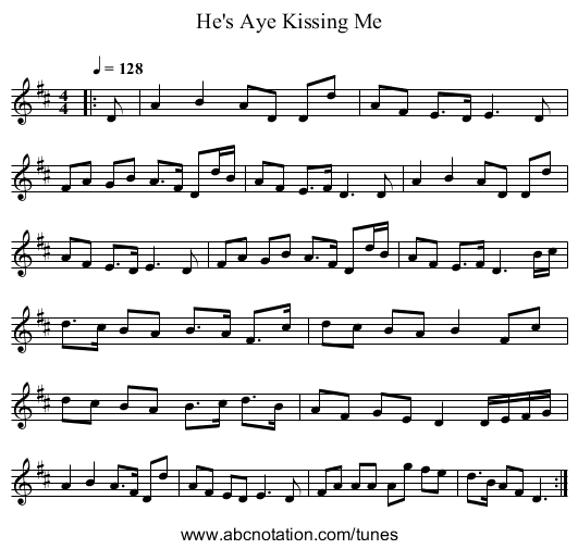 He's Aye Kissing Me - staff notation