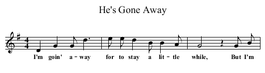He's Gone Away - staff notation