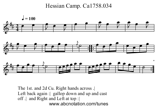 Hessian Camp. Ca1758.034 - staff notation