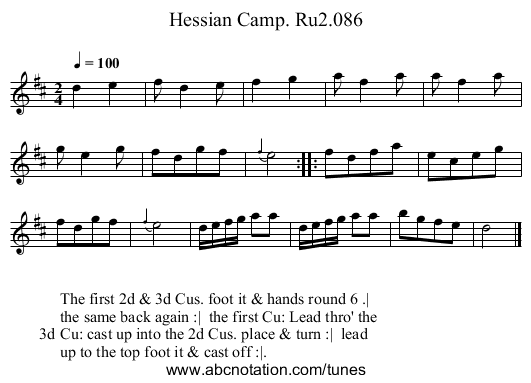 Hessian Camp. Ru2.086 - staff notation