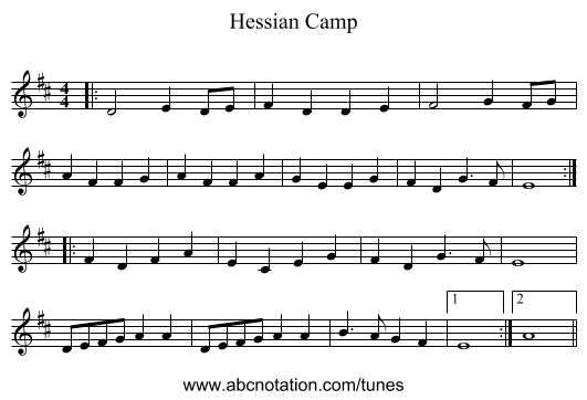 Hessian Camp - staff notation