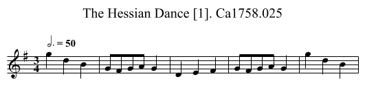 Hessian Dance [1]. Ca1758.025, The - staff notation
