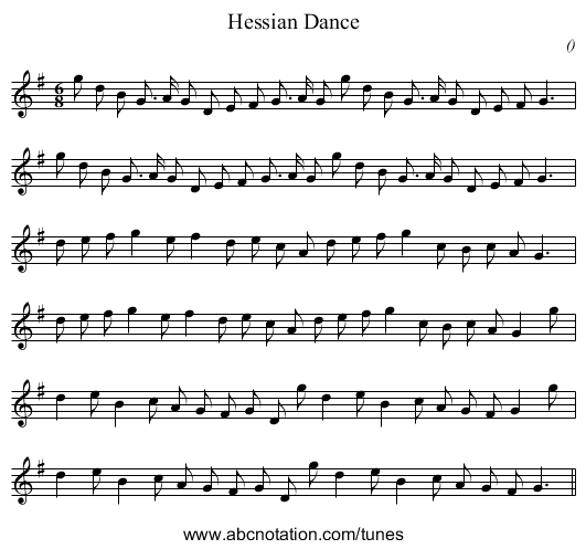 Hessian Dance - staff notation
