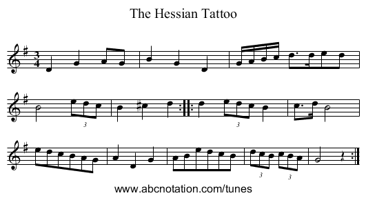 Hessian Tattoo, The - staff notation