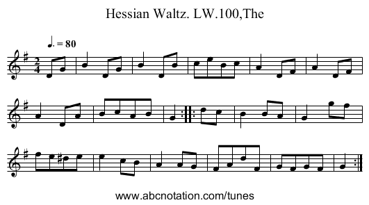 Hessian Waltz. LW.100,The - staff notation