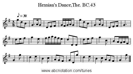 Hessian's Dance,The. BC.43 - staff notation