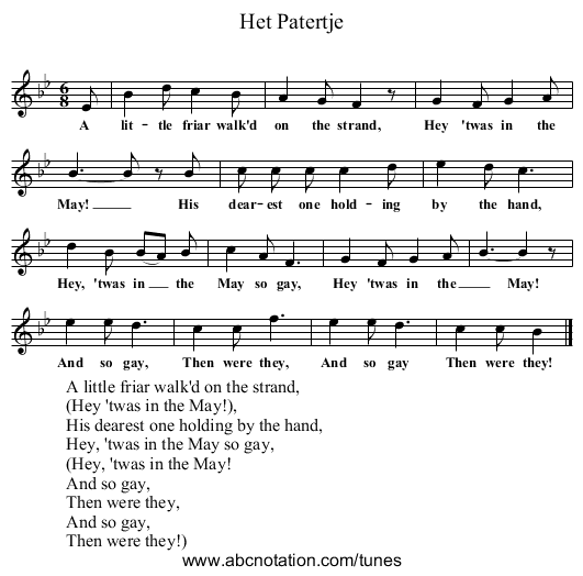 Het Patertje - staff notation