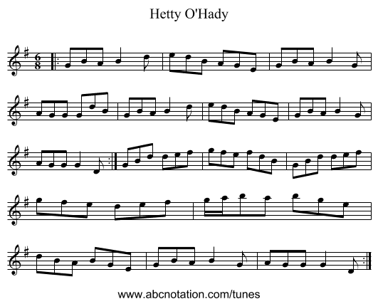 Hetty O'Hady - staff notation