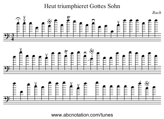 Heut triumphieret Gottes Sohn - staff notation