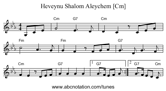 Heveynu Shalom Aleychem [Cm] - staff notation