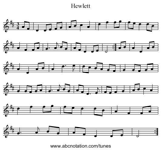 Hewlett - staff notation