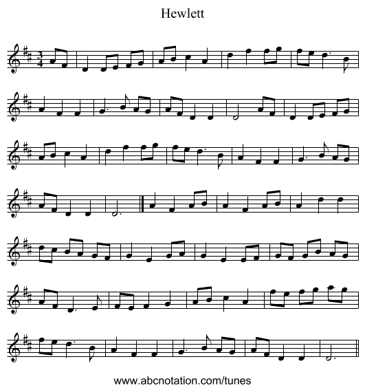 Hewlett - staff notation