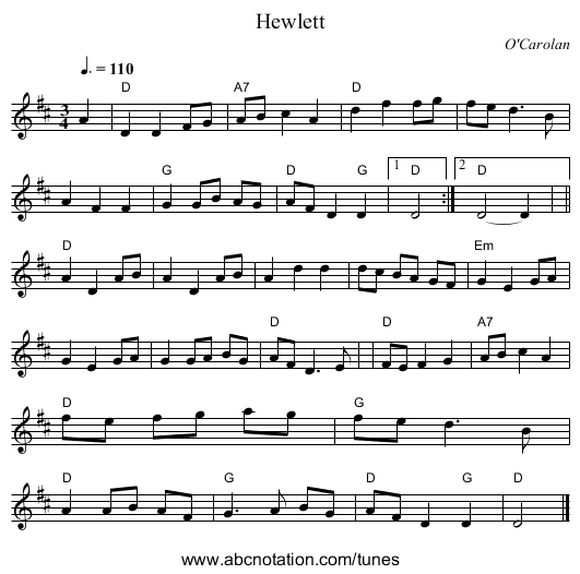 Hewlett - staff notation